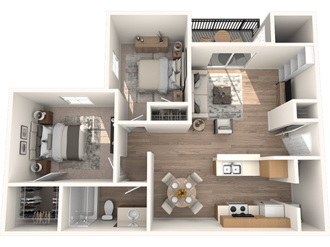 Floor plan for 2 beds, 1 bath, 800 sqft